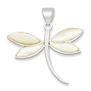 silver and shell dragonfly pendant